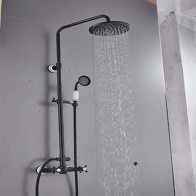 Allora Matte Black Finish Bathroom Shower Set