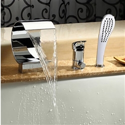Penne Single Handel Chrome Waterfall Sink & Bathtub Faucet