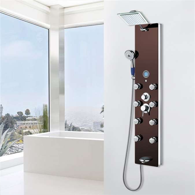 BathSelect Elegant Stainless Steel Oil Rubbed Bronze Rainfall Shower Panel with Body Massage & Hand Shower