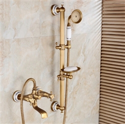BathSelect Classic Antique Brass Bathroom Faucet with Hand-Held Shower