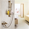 BathSelect Classic Antique Brass Bathroom Faucet with Hand-Held Shower & Soap Rack