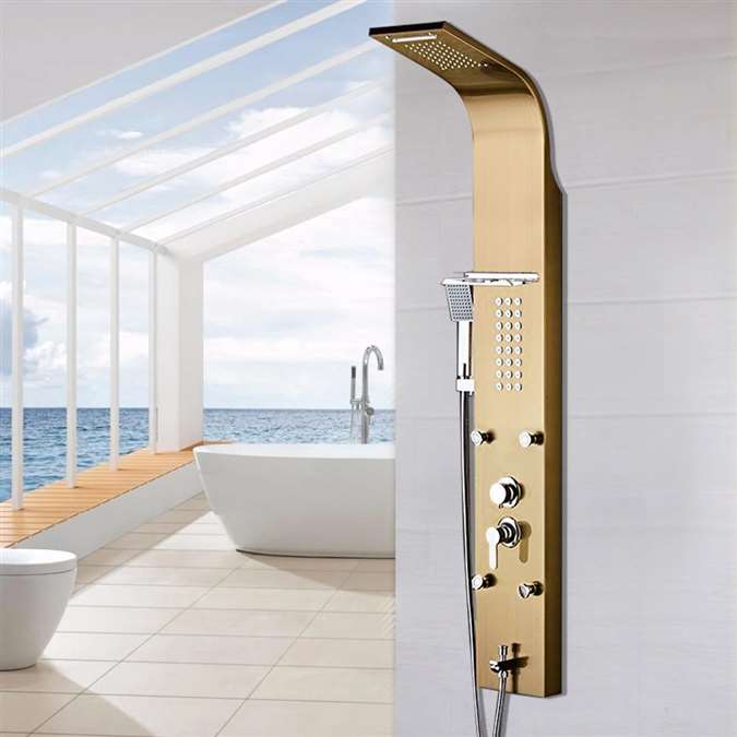 BathSelect Gold Multi Function Shower Panel Stainless Steel