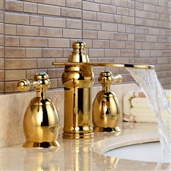 BathSelect Beautiful Deck Mount Faucet Golden Dual Handle