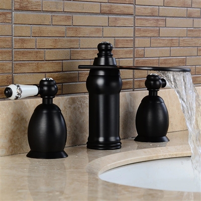 BathSelect Beautiful Deck Mount Faucet Black Dual Handle