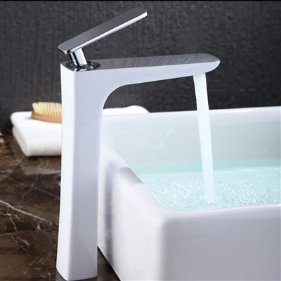 Bathselect Sleek Design White & Chrome Combination Long Deck Faucet