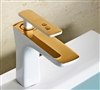 BathSelect Sleek Design White & Gold Combination Short Deck Faucet