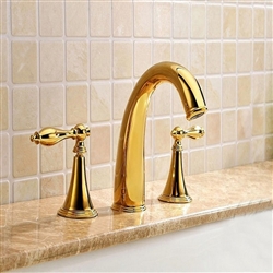 BathSelect Curved Stylish Sleek Gold Deck Mount Bathtub Faucet