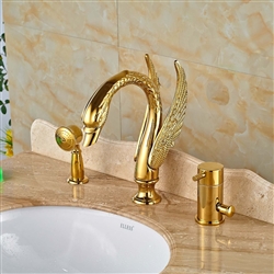BathSelect Golden Swan 4" Deck Install Bathtub Faucet with Hand Shower