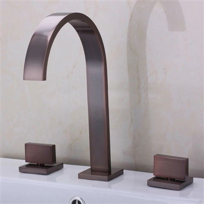 BathSelect Modern Curve Design Dual Handle Deck Mount Faucet