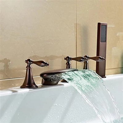 BathSelect Elegant LED Bathtub Faucet Oil-Rubbed Bronze with Hand-Shower