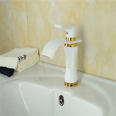 BathSelect Stylish Short Curve White Polished Deck Mount Faucet