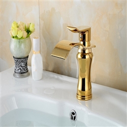 BathSelect Stylish Short Curve Gold Polished Deck Mount Faucet