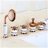 BathSelect Beautiful Classic Surface Mount Rose Gold Bathtub Faucet With Hand Held Shower