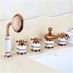 BathSelect Beautiful Classic Surface Mount Rose Gold Bathtub Faucet With Hand Held Shower