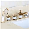 Bathselect Beautiful Classic Surface Mount Antique Brass Bathtub Faucet With Hand Held Shower
