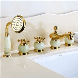 BathSelect Beautiful Classic Surface Mount Gold Bathtub Faucet With Hand Held Shower
