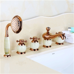 BathSelect Beautiful Classic Surface Mount Rose Gold With Ceramic Bathtub Faucet With Hand Held Shower