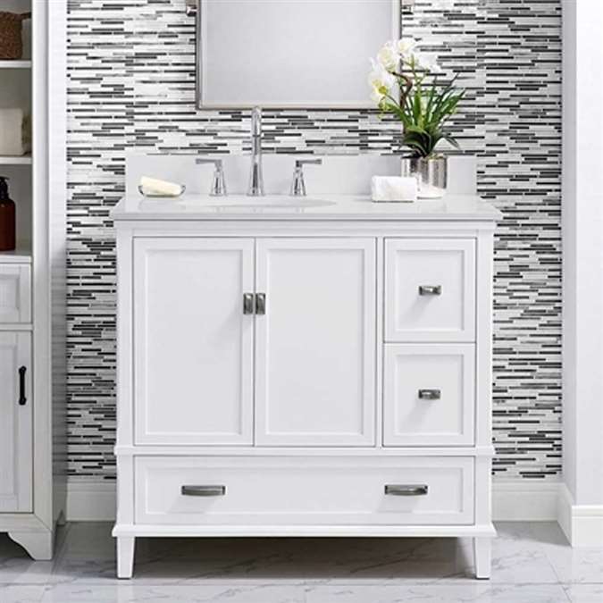 Hotel Bathselect Elegant White 36" Bathroom Vanity