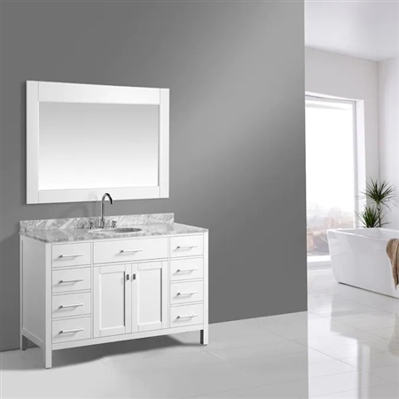 BathSelect Amazing White with Marble Top 54" Bathroom Vanity Set with Mirror
