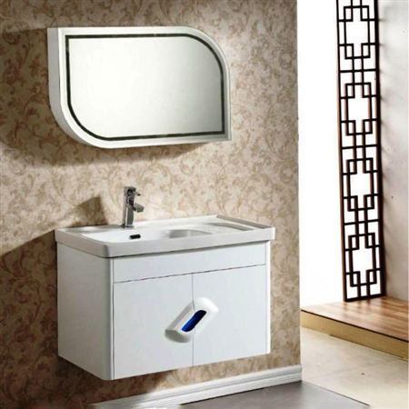 BathSelect Modern Style White Plywood Ceramic Vanity Set with Mirror