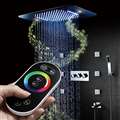 BathSelect Luxury Chrome Curved LED Showerhead Ceiling Remote Control With Jet Spray
