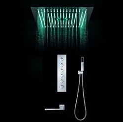 BathSelect Modern Design LED Rain Shower Head with Chrome Tub Spout