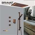 Bravat Ceiling Mount Rainfall LED Shower Head with Sliding Bar and 3 Body Jets Shower Set