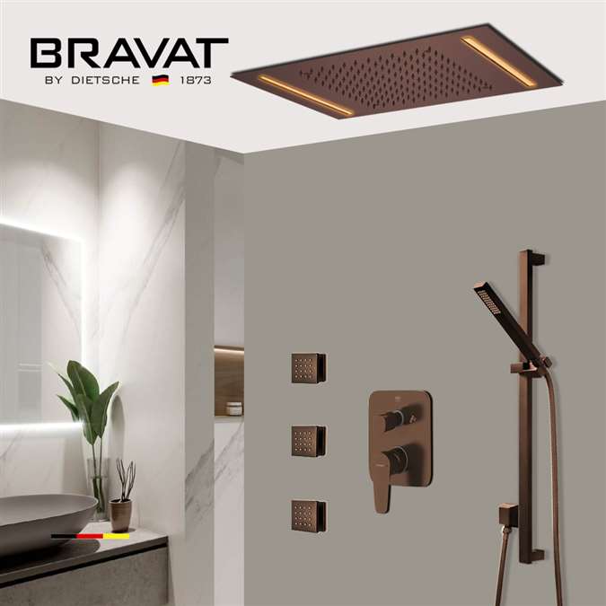 Bravat Rainfall LED Shower Head with Sliding Bar Shower Set