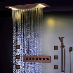 BathSelect LED Electric Power Embedded Ceiling 6-Way Shower Head With Body Jet & Hand-Held Shower