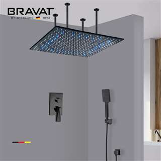 Bravat LED Ceiling Mount Rainfall Shower Set With Hand Shower