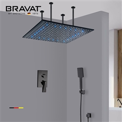 Bravat Hotel LED Ceiling Mount Rainfall Shower Set With Hand Shower