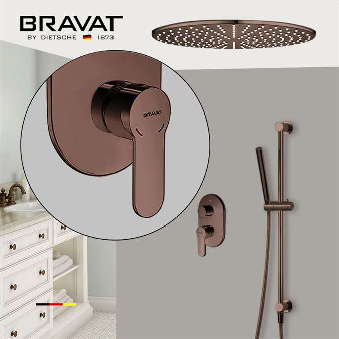 Bravat Shower Set with Rainfall Shower Head and Slide Bar Hand Shower