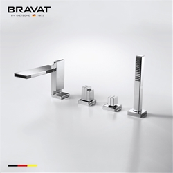 Bravat Chrome Finish Deck Mount Faucet With Hand Held Shower