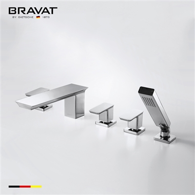 Bravat Chrome Finish Deck Mount Faucet With Triple Handle