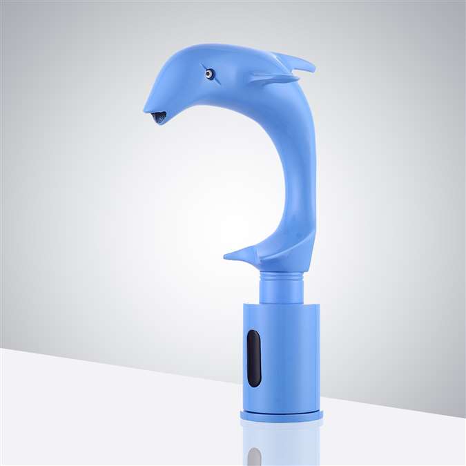 Austin Blue Painted Solid Brass Dolphin Shaped Automatic Touchless Sensor Faucet