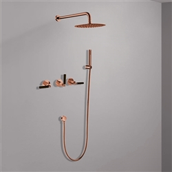 Seattle Contemporary Wall Mount Hot and Cold Bathroom Shower Set in Rose Gold Finish