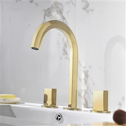 Crimea Hotel Dual Handle Deck Mount Sink Faucet In Brushed Gold Finish