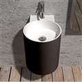 Round sink in matte black Finish with attached faucet