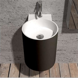 Round sink in matte black Finish with attached faucet