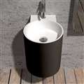 Hotel Rochester Round Shaped Ceramic Sink In Matte Black With Attached Chrome Faucet