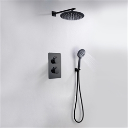 Allora Contemporary Wall Mount Bathroom Shower Set In Matte Black Finish