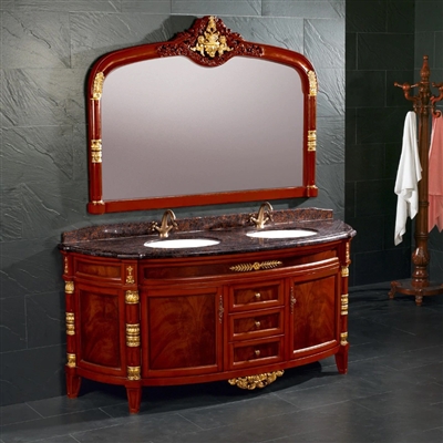 Venice Floor Mount Wooden Bathroom Cabinet With Granite Top And Sink