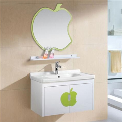 Miami Wall Mount Bathroom Vanity With Ceramic Sink And Apple Design Mirror