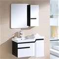 Miami Wall Mount Bathroom Vanity In Black And White Design With Ceramic Sink And Mirror