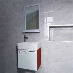 Romania Contemporary Wall Mount Bathroom Vanity Cupboard In  Red Color With Ceramic Sink