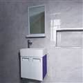 Romania Contemporary Wall Mount Bathroom  Mirror And Vanity Cupboard In Purple Color With Ceramic Sink