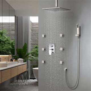 Bravat Thermostatic Shower Set With Rainfall Shower Head And 6 Pieces SPA massage Jets With 3 Way Mixer Faucet