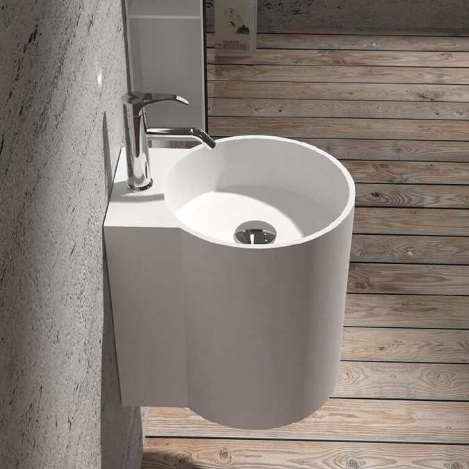 Hotel Rochester Round Shaped Ceramic Sink With Attached Chrome Faucet