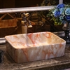 BathSelect European Style Rectangular Shaped Deck Mount Marble Sink With Freestanding Vintage Faucet.