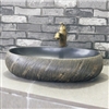BathSelect Greenville Round Shaped Deck Mount Ceramic Bathroom Vessel Sink In Black Finish